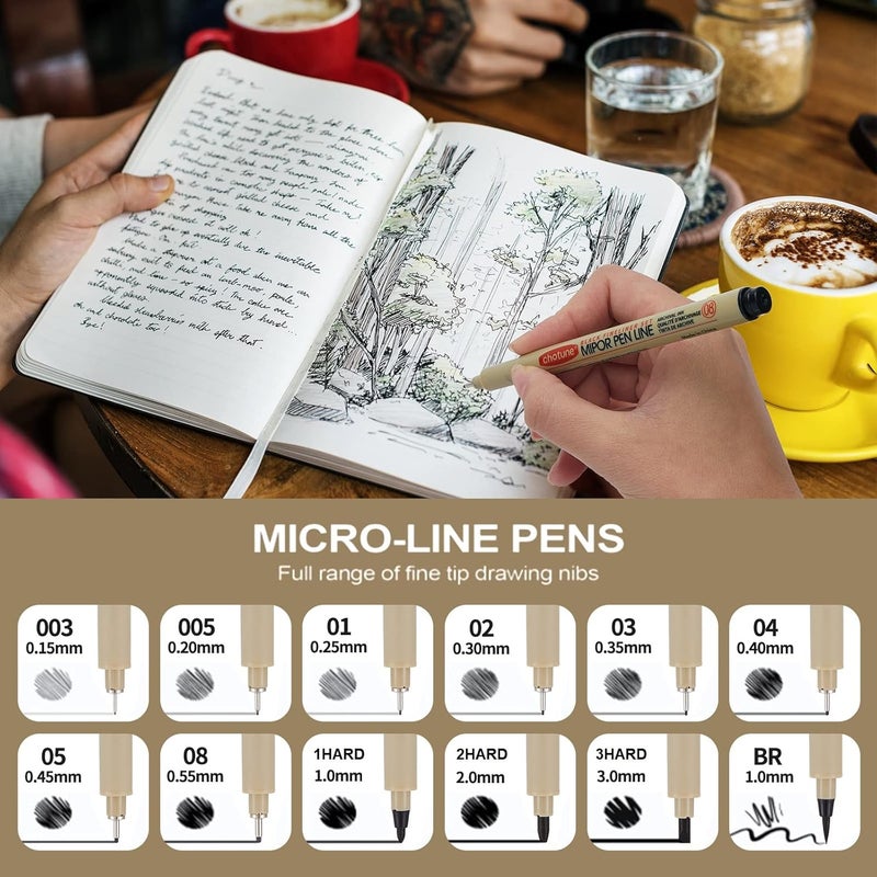 GETHPEN Micro Fineliner Drawing Art Pens: 12 Black Fine Line Waterproof Ink Set Artist Supplies Archival Inking Markers Liner Professional Sketch Outline Anime Sketching Artist Illustration Watercolor - Image 4